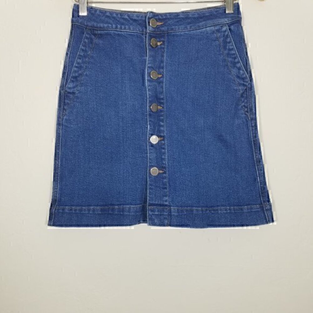 LOFT Button Up Pocket Denim Skirt Size 0P